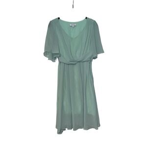 Gilli Mint Green Flutter Sleeve Chiffon Dress Womens Size S